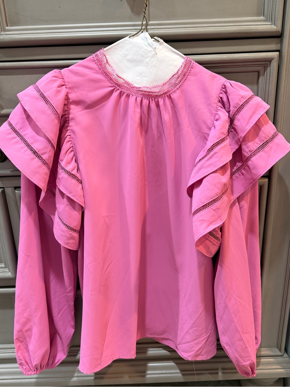 Pink Ruffle Sleeve Blouse - Strut & Bolt- size small